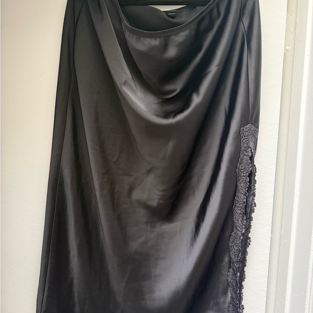 Wild Fable Black Asymmetrical Maxi Slip Skirt